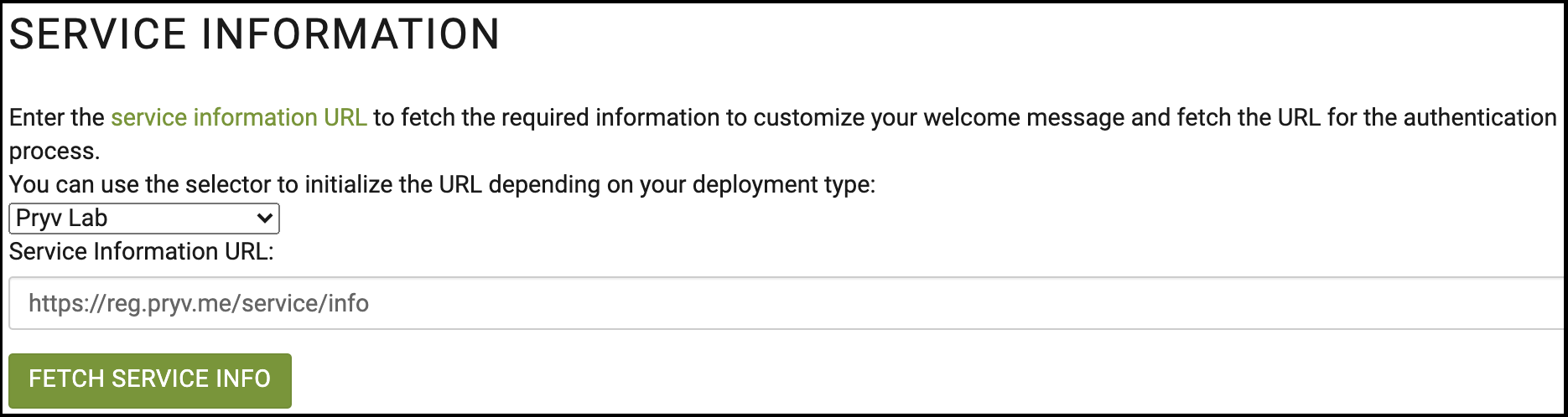 fetch service info